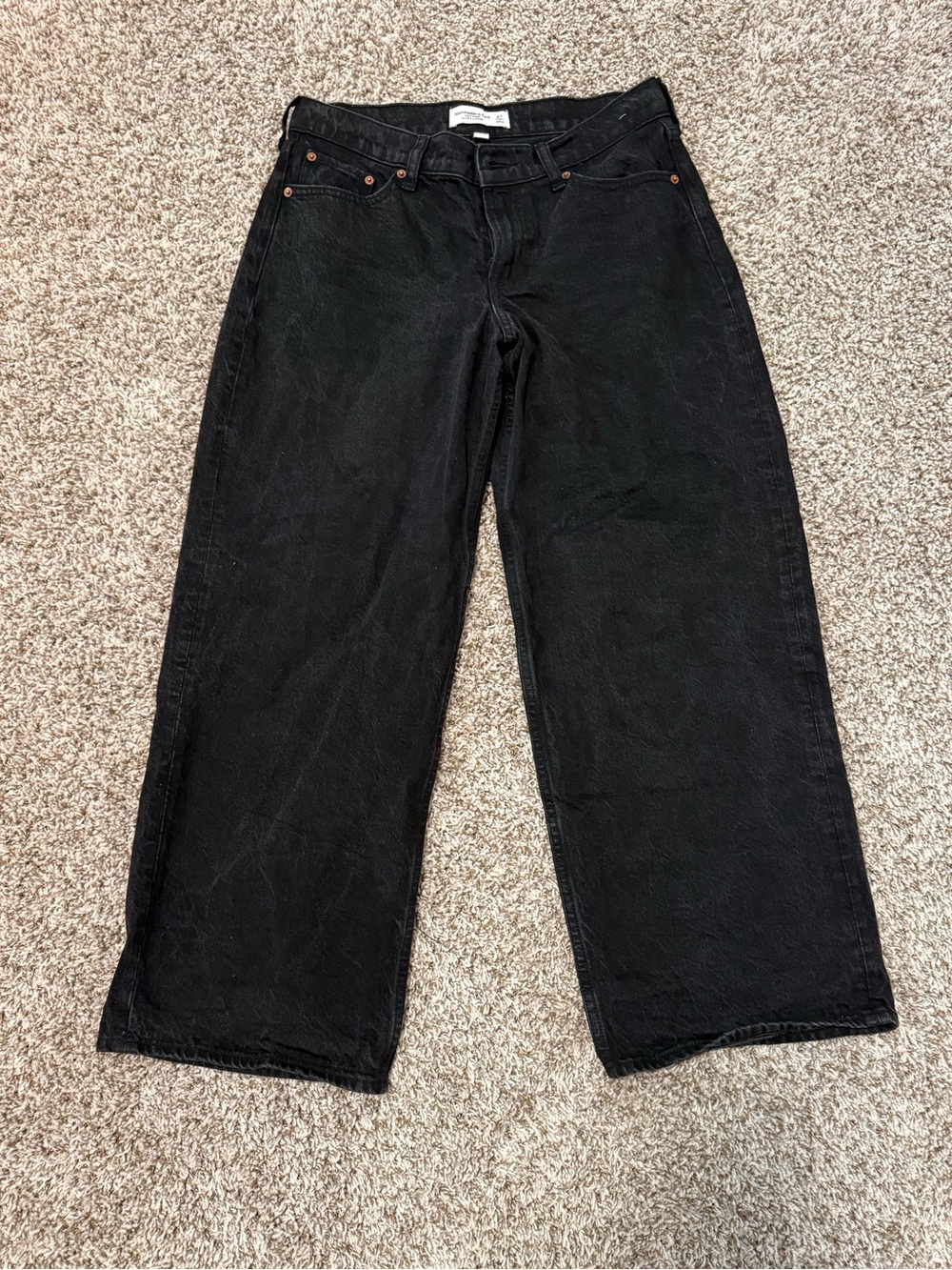 Abercrombie & Fitch Curve Low Rise Ultra Loose Black Jeans